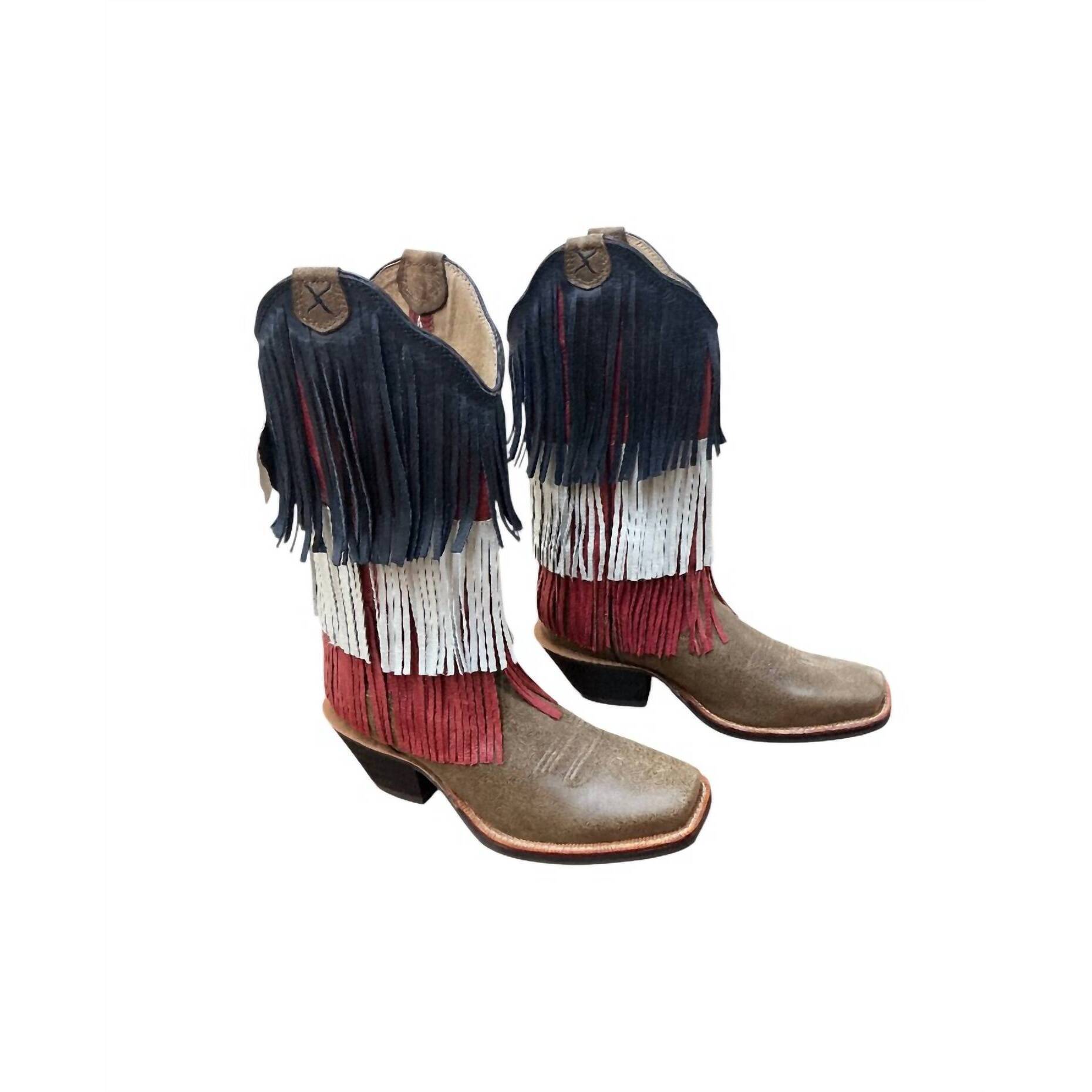 New Twisted X Women's Fringe Boots In Red White
